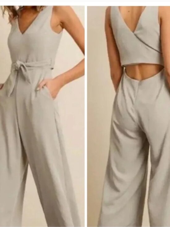 Dress Forum Pants - Dress Forum Los Angeles Dallas Jumpsuit in Dove size Small